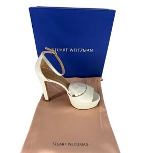 NIB Stuart Weitzman Disco Platform Sandals White Leather Sz 9 $495